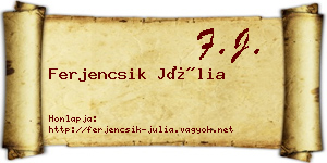 Ferjencsik Júlia névjegykártya